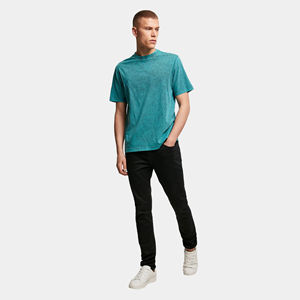 Camiseta Básica de Algodón de Alta Gama para Hombre, Estilo Retro, Aspecto Desgastado, Corte Holgado, Mangas Caídas, Duradera para Uso Diario - Product Image 6