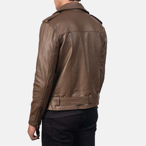 Allaric Alley Mocha Genuine Cowhide Leather <b>Biker</b> <b>Jacket</b> with Zippered Closure Water Proof Size XS for Autumn Season - Product Image 5