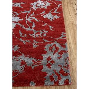 Alfombra Kavi Red Floral Chaos Theory, Tejida a Mano con Lana y Seda de Bambú, 9x12, para Decoración de Sala de Estar, Grosor de 10 mm, Esk-623, Naranja y Rojo - Product Image 4