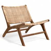 Fauteuil de relaxation en teck avec tressage en rotin, mobilier moderne pour extérieur, salle à manger, jardin, salon, cour, villa, hôtel