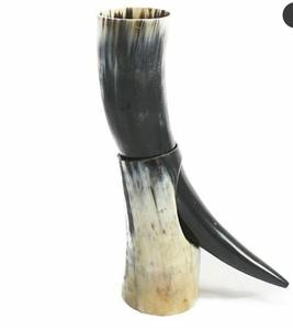Meilleure vente cadeau de Noël Viking corne à boire 18 oz fabriqué à la main corne naturelle sans odeur de corne support en fer par Javed Handicrafts - Product Image 5