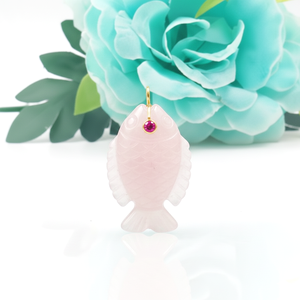 Pendentif en pierre précieuse sculpté de poisson lisse multi-pierres naturelles pour collier en argent sterling 925 plaqué or pendentif à breloques bijoux - Product Image 3