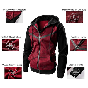 Men's 100% Cotton Men's Color Block Hoodie-Full <b>Zip</b> Ultimate Heavyweight Fleece Hoodie-Camo <b>Zip</b> up Pullover Hoodies For Men - Product Image 5