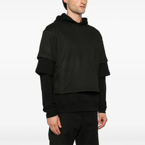 Sweat à capuche en jersey à double couche élégant d'hiver sur mesure OEM, texture gaufrée, superposition, 100% coton, écologique - Product Image 3