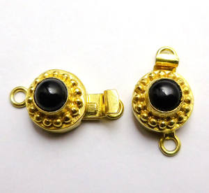 ตะขออัญมณีสีดำนิล1เส้น2เส้นและ3เกลียวกล่องทรงกลมสำหรับเครื่องประดับ21X12MM ชุบทอง18K ทำเข็มกลัด B621 - Product Image 1