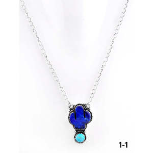 Collier Cactus Tendance Turquoise et Diamant Multi-Pierres du Sud-Ouest, Fait Main en Argent Sterling avec Chaîne à Maillons, Idéal pour un Cadeau - Product Image 3