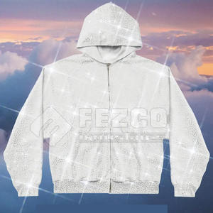 เสื้อฮู้ดผู้ชายเท่ห์ๆ ประดับเพชรเทียม ผ้าฟลีซสำหรับฤดูหนาว ระบายอากาศได้ดี ผลิตจากผ้าโพลีเอสเตอร์/คอตตอน แฟชั่นสตรีทแวร์ สไตล์ลำลองสุดเทรนดี้ - Product Image 2