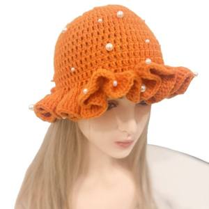 Handmade Solid Color Ruffled Crocheted <b>Hat</b> with Ruffles and Wide Brim Fashionable Casual Character Design Crochet Bucket <b>Hat</b> - Product Image 5