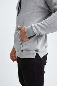 Sweat-shirts thermiques en molleton de coton personnalisés avec logo et poche pour hommes, taille adulte, streetwear, écologiques, effet délavé à l'acide - Product Image 3
