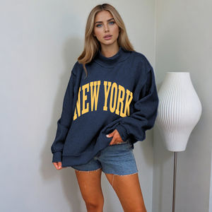 Professional Oversized Mock Neck <b>Women's</b> <b>Hoodie</b> 100% Cotton Fleece Front Customized Printing Lightweight Breathable OEM Service - Product Image 6