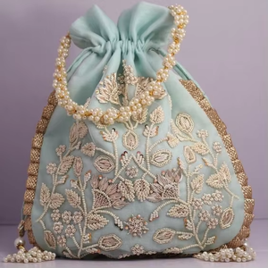 Trendyy-Bolsos de fiesta y WEDDING-POTLI adornado con perlas de cristal, ZARDOZI WORK, 2021 - Product Image 4