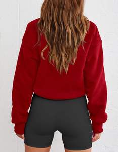 Zipper Front Logo Winter Hooded Collar <b>Long</b> Sleeve Hoodie <b>Sweatshirt</b> <b>for</b> <b>Women</b> Solid Color Casual Set 2 Pieces - Product Image 6