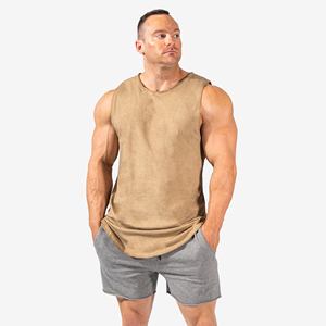 Camiseta sin mangas personalizada para hombre, camiseta transpirable cómoda de talla grande para gimnasio, camiseta sin mangas lavada con ácido para hombre, novedad - Product Image 2