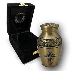 American Style Brass Cremation Urn <b>for</b> <b>Ashes</b> Customized Logo Small Urns with Velvet <b>Box</b> Wholesale Funeral Supplies - Product Image 3