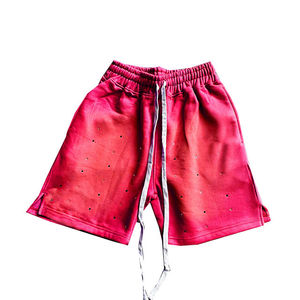 Personnalisé Taille Haute Vintage Joggers Shorts Dernière Conception Soleil Fade Lavé Tous Strass 100% Coton Fitness Shorts Long Plat - Product Image 6