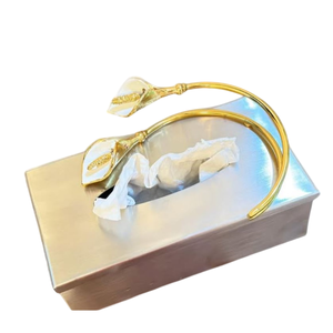 กล่องทิชชู่โลหะลายดอกไม้สุดหรูทันสมัยอุปกรณ์ตกแต่งสำหรับงานแต่งงานโรงแรม - Product Image 5