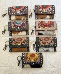 Pelo occidental en cuero de vaca nuevo tallado a mano pequeño monedero multiusos Mini cartera para mujeres regalos occidentales - Product Image 5