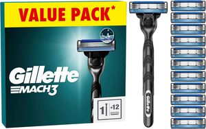 Maquinilla de Afeitar Gillette Mach3 para Hombre, Repuestos Desechables de 12 Cuchillas, Afeitado Suave de 3 Cuchillas, Compatible con Todos los Mangos, para Uso en Casa, al Aire Libre y en Hoteles - Product Image 6