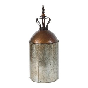 Parke Aluminum <b>Decorative</b> Urn Buckle <b>Lid</b> Open Crown Finial Square Classic Style Dishwasher Safe Rustic Farmhouse Accent Piece - Product Image 1