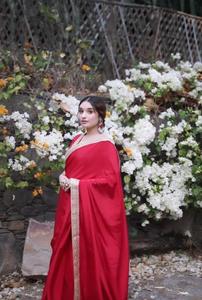 Meilleures ventes Designer Rangoli SILk Vêtements ethniques Saree rouge Exclusif Fantaisie Dernière fête de mariage Porter les plus vendus Femmes Filles - Product Image 6