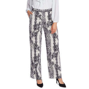 Pantaloni a gamba larga da donna Vince Camuto con stampa serpente e pieghe, vita alta, in tessuto crêpe, taglia XL - Pantaloni alla moda antipiega grigio 2 - Product Image 1