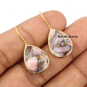 ต่างหูอัญมณีทองแดงโอปอลสีชมพูธรรมชาติเครื่องประดับชุบทองต่างหู925เงินสเตอร์ลิงสำหรับผู้หญิงและผู้หญิง - Product Image 2