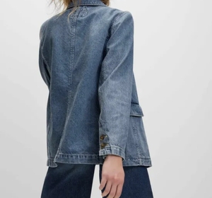 Blazer informal de mezclilla azul de nuevo estilo para mujer, traje superior de manga larga con un solo botón - Product Image 4