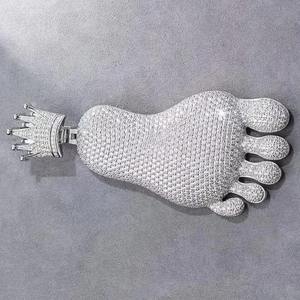 King Foot Moissanite Diamante colgante Iced out Hip Hop Colgante blanco moissanite diamante Diamantes redondos Colgante de plata - Product Image 5