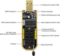 Programador EEPROM CH341 con Clip BIOS USB, Programador C341A + Clip SOIC8 + Kit de Adaptador de Memoria 1.0