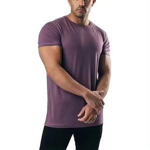 Venta al por mayor de hombres gimnasio camiseta logotipo personalizado cuello redondo manga corta algodón poliéster tejido de punto para ropa de entrenamiento - Product Image 1