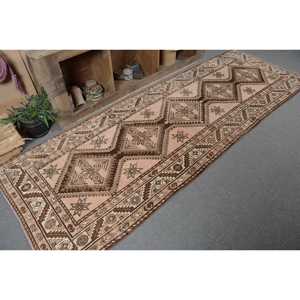 Alfombra Turca Vintage de 3.4x9.8 pies (105x299 cm), Alfombra Floral Marrón y Rosa - Product Image 5