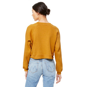 Modern Bella + Canvas Mujer Manga completa Raglan Fleece Pullover Cómodo Señoras Mostaza Sudadera con capucha con patrón sólido - Product Image 5