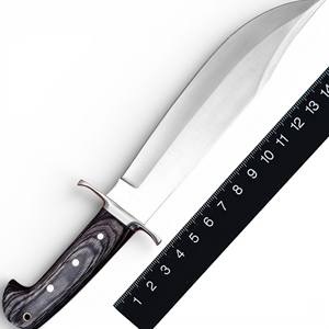 Cuchillo Bowie de Acero de Damasco de Grado Industrial Hecho a Mano, Hoja Fija de Espiga Completa, para Caza y Campamento al Aire Libre, Mango de Madera, Cuero OEM - Product Image 4