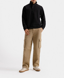 Dernier produit, conception personnalisée, fournisseurs pakistanais, sweat-shirt à col boutonné noir, patte de boutonnage à 5 boutons, col montant, sweat-shirts personnalisés - Product Image 4