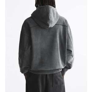 Sudadera con Capucha Vintage Lavada con Estampado, Sudadera con Capucha de Felpa Francesa Lavada al Ácido para Hombre, Sudadera con Capucha Corta de Algodón Personalizada para Hombre - Product Image 4