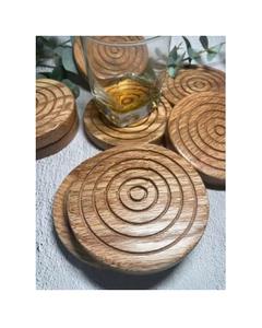 <b>Set</b> 4 ELEGANT DESIGNS Wooden <b>Coasters</b> <b>Holder</b> Brown Square Design Durable Eco-Friendly for Kitchenware Dining Tables - Product Image 5