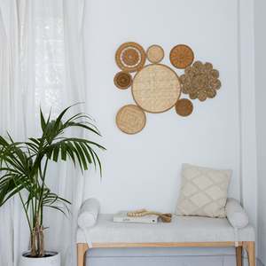 Ensemble de 8 étagères de présentation chic tissées circulaires florales pour panier mural - Product Image 5