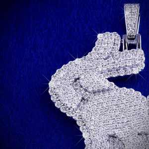 Colgante de Letra con Moissanita VVS, Plata 925, Engaste Mosaico Galaxia, Iniciales Personalizadas, Estilo Hip Hop - Product Image 2