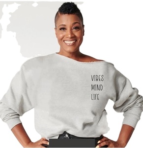 Sudaderas extragrandes con hombros descubiertos de alta calidad para mujer Good Vibes Only Sudaderas con capucha de talla grande Positive Vibes Only Tops - Product Image 1