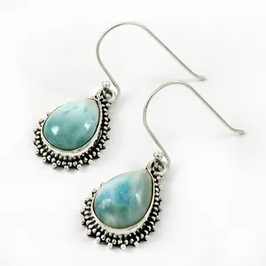 Sky blue larimar vintage earring for women and girls 925 silver special jewelry wholesale pretty handmade earrings