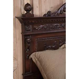 เตียงไม้มะฮอกกานีวอลนัทสไตล์อิตาเลียนแกะสลักด้วยมือดีไซน์แบบดั้งเดิม - Product Image 4