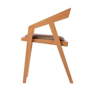 Elegant Wooden Armchair with Angular Frame and <b>Cushioned</b> Seat Ideal for Modern Interiors - Product Image 6