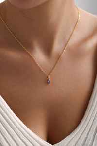 Collier miniature en argent sterling 925 plaqué or 14 carats avec améthyste marquise, collier miniature coloré, cadeau pour elle - Product Image 3