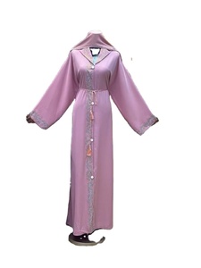 Abaya longue pour femme, modèle 2026, de Dubaï, noire, magnifique, traditionnelle islamique, faite main, dessinée à la main, en polyester respirant, à manches longues et ourlet évasé, modèle universel - Product Image 2