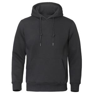 100% Cotton Pullover <b>Hoodie</b> for Men <b>Long</b> Sleeved <b>Oversized</b> Sweatshirt Embossed Logo Breathable Solid Color for Spring - Product Image 1