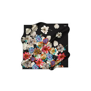 Black Custom Floral Square Scarf-Polyester Cotton Blend - Product Image 1