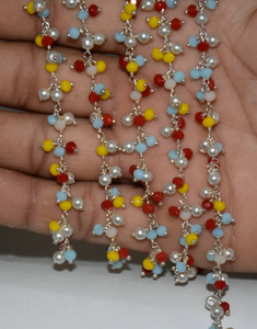 Top Quality 100% Silver Plated 5 Color Multi Glass Beads Cluster <b>Rosary</b> Chain Thick Beaded Chain for Jewelry Making - Product Image 6