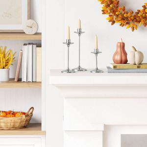 Stylish <b>Silver</b> Plated Metal Taper Candle Holder for Home Christmas Tabletop Lighting Elegant Candle Stand Decorative <b>Lanterns</b> - Product Image 3