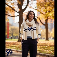 Logotipo Personalizado CP Sports, Sudadera de Lujo de Diseñador, Manga Larga, Acrílico y Lana, a Rayas, Transpirable, Ligera, Duradera, Cómoda, Blanca