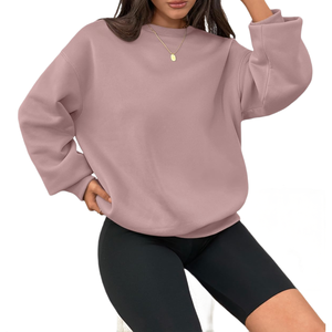 Nouveau sweat-shirt à capuche pour femme en molleton de coton surdimensionné à col rond, taille plus, personnalisé, uni, épaules tombantes - Product Image 4
